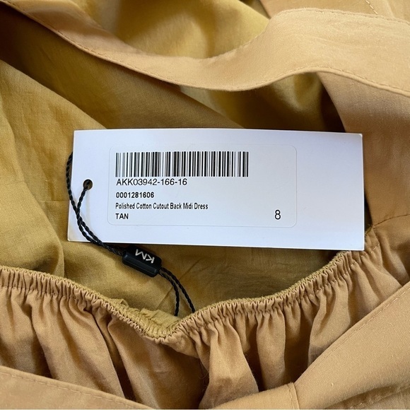 Karen Millen Dress Polished Cotton Cutout Midi Sleeveless Chic Tan Neutral NWT 4 - Picture 14 of 16